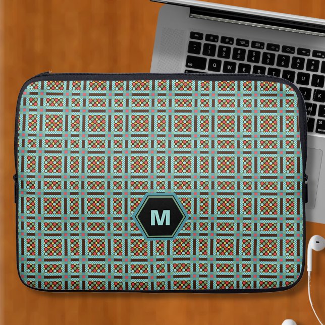 Geometric Dots and Squares Monogram Laptop Sleeve (Creator Uploaded)