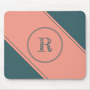 Geometric Double Circle Custom Initial Monogram Mouse Pad