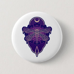 Geometric Dragonfly Mandala Life Flower Symbol 6 Cm Round Badge