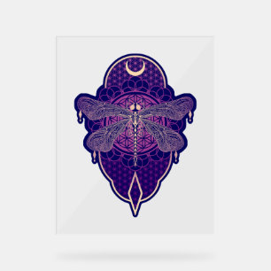 Geometric Dragonfly Mandala Life Flower Symbol Acrylic Sign
