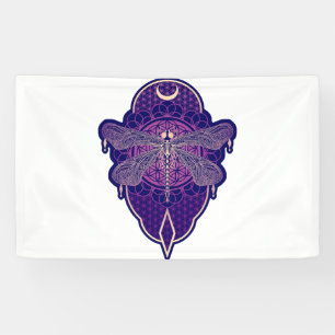Geometric Dragonfly Mandala Life Flower Symbol Banner
