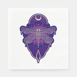 Geometric Dragonfly Mandala Life Flower Symbol Napkin
