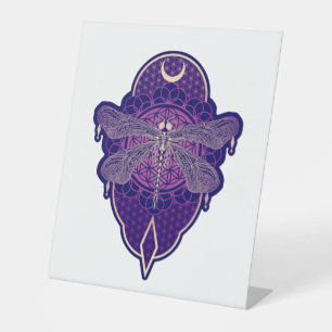 Geometric Dragonfly Mandala Life Flower Symbol Pedestal Sign