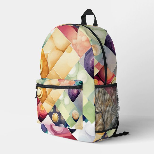 Geometric Drops Printed Backpack (Back Corner Right)