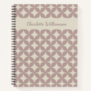 Geometric Dusty Lilac Shapes Mid Mod Personalised Notebook