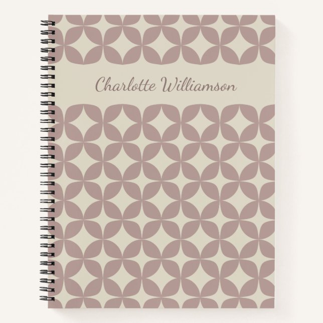Geometric Dusty Lilac Shapes Mid Mod Personalised Notebook (Front)