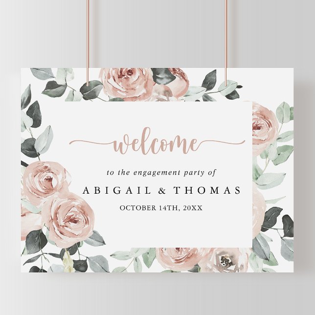Geometric Dusty Rose Engagement Party Welcome  Poster (Creator Uploaded)