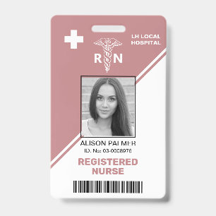 Geometric dusty rose triangle Registered nurse RN ID Badge