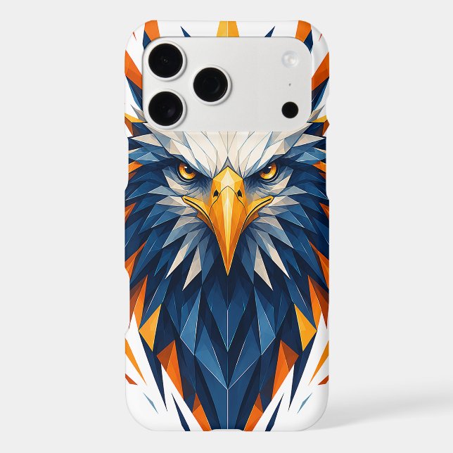 Geometric Eagle Blue & Orange Polygonal Art (Back)