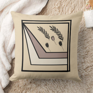 Geometric Earth Tones Floral Throw Pillow