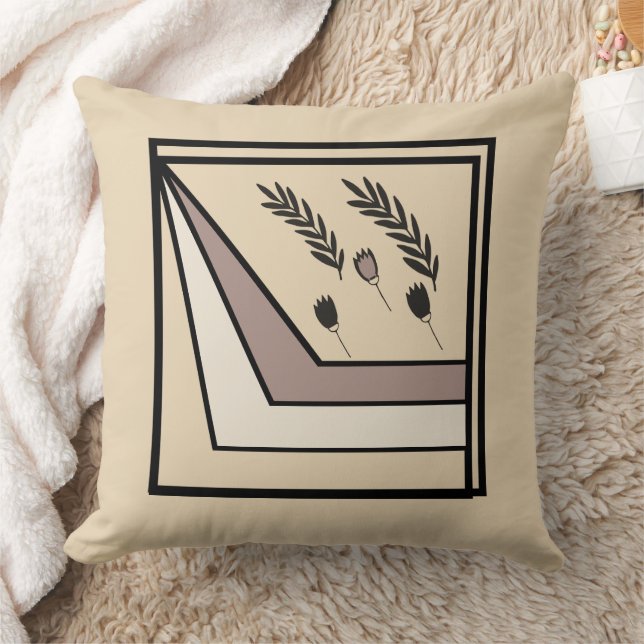 Geometric Earth Tones Floral Throw Pillow (Blanket)