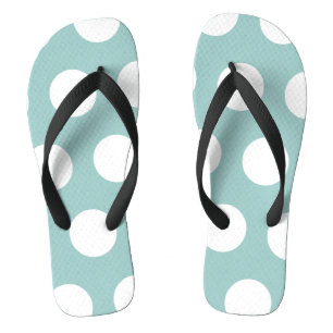 Geometric Eggshell Blue White Polka Dots Thongs