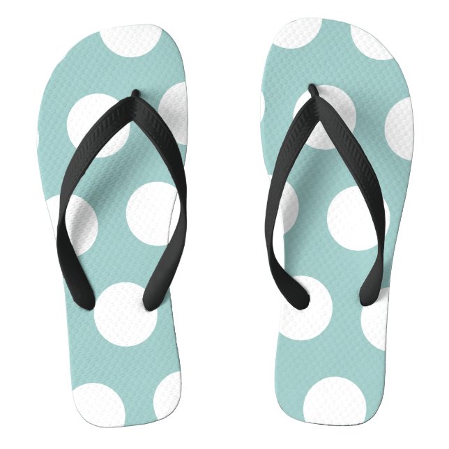 Geometric Eggshell Blue White Polka Dots   Thongs (Footbed)