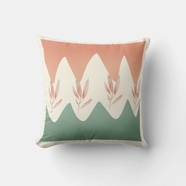  Geometric Elegance Leafy Square Pillow (Front)