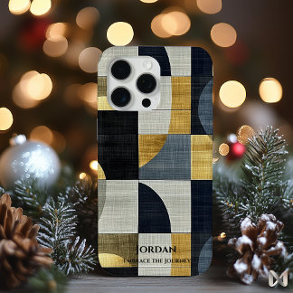 Geometric Elegance Phone Case – Navy and Gold 