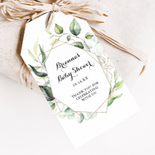 Geometric Elegant Gold Greenery Baby Shower Gift Tags