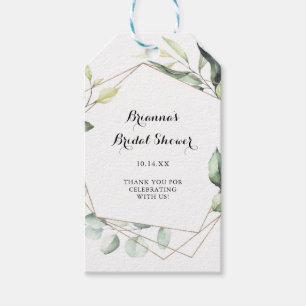 Geometric Elegant Gold Greenery Bridal Shower Gift Tags