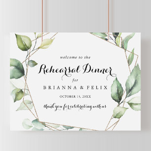 Geometric Elegant Rehearsal Dinner Welcome Sign