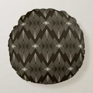 Geometric elements, vintage seamless ornament. round cushion