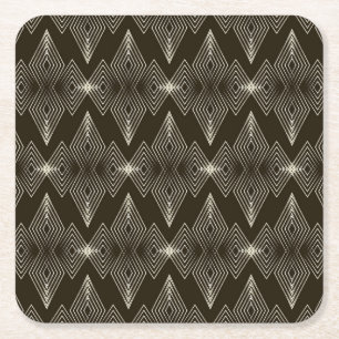 Geometric elements, vintage seamless ornament. square paper coaster