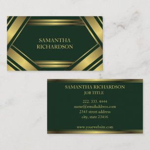  Geometric Emerald And Gold Stripes Professional Business Card
