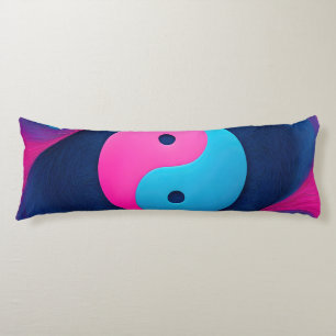 Geometric Equilibrium: Neon Yin Yang Pattern Body Cushion