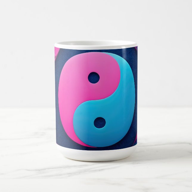 Geometric Equilibrium: Vibrant Yin Yang Pattern Coffee Mug (Center)
