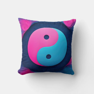 Geometric Equilibrium: Vibrant Yin Yang Pattern Cushion