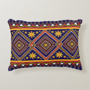 Geometric ethnic oriental ikat pattern traditional decorative cushion