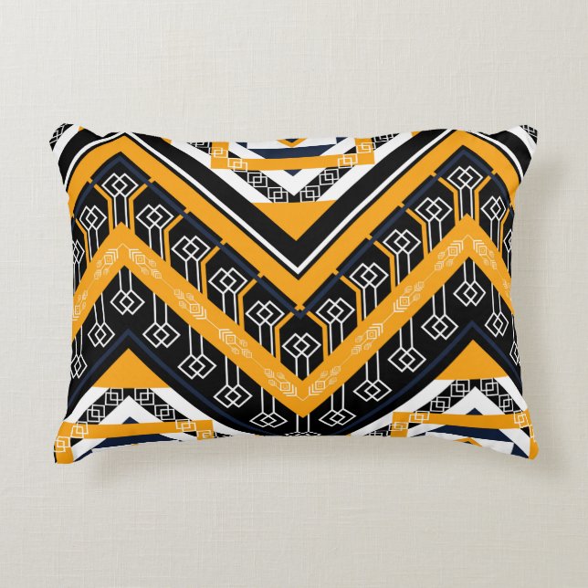Geometric ethnic oriental pattern traditional desi decorative cushion (Front)