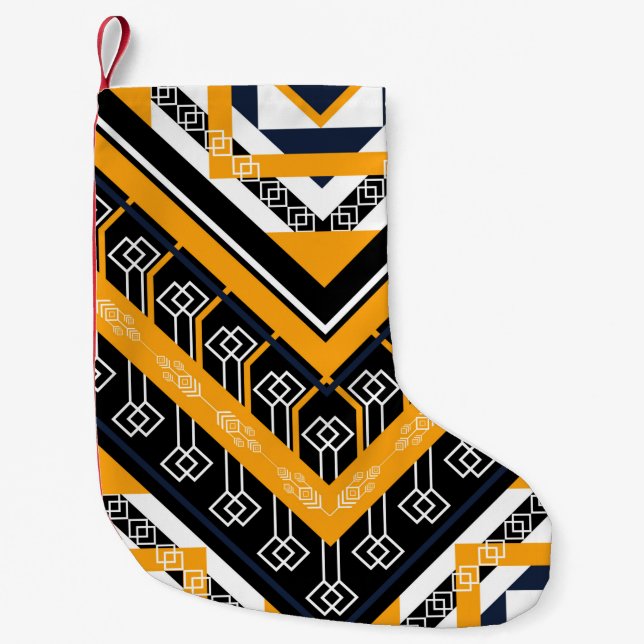 Geometric ethnic oriental pattern traditional desi small christmas stocking (Front)