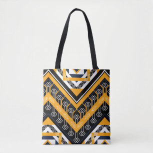 Geometric ethnic oriental pattern traditional desi tote bag