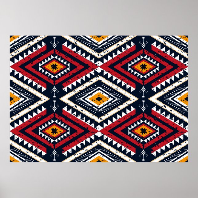 Geometric ethnic oriental seamless pattern traditi poster (Front)