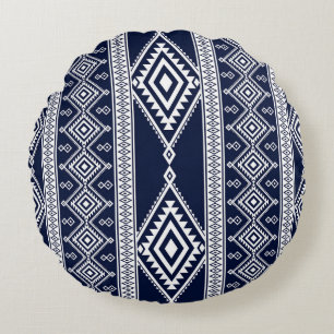 Geometric ethnic oriental seamless pattern traditi round cushion