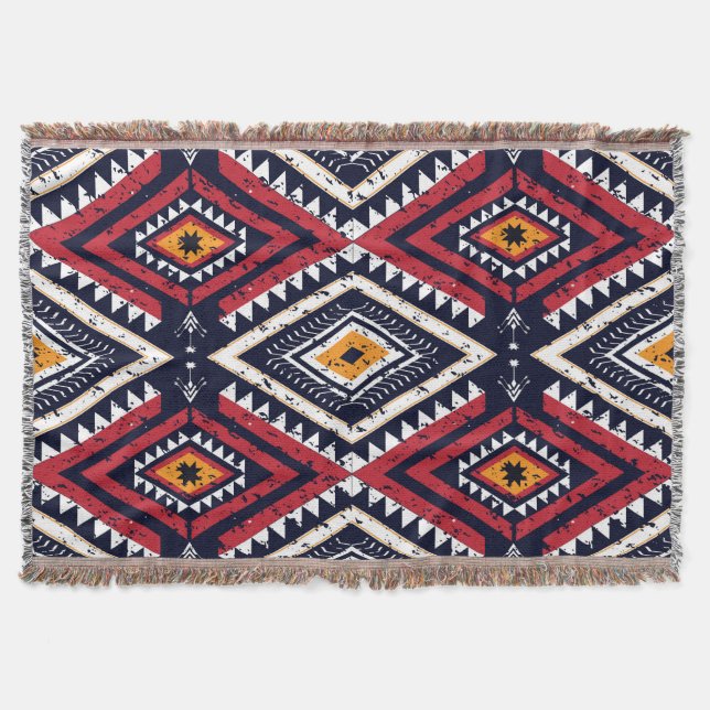 Geometric Ethnic Oriental: Traditional Seamless Throw Blanket (Front)