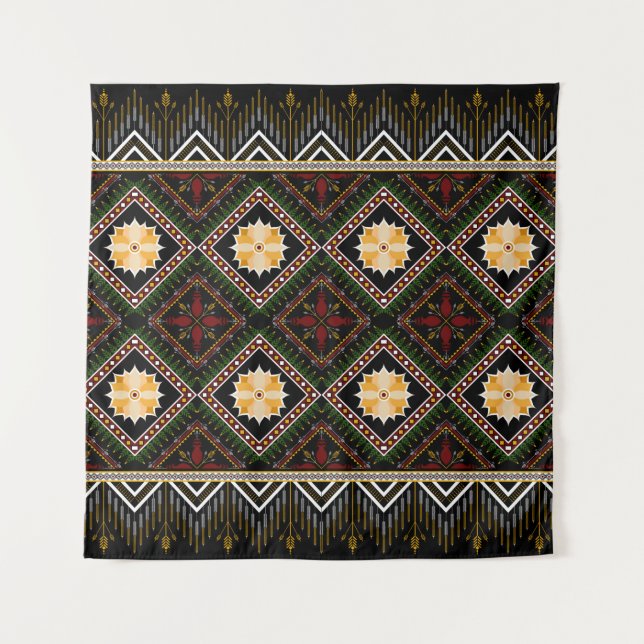 Geometric ethnic pattern seamless design tapestry (Front)