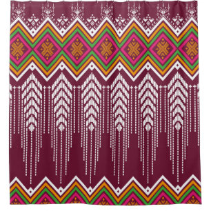 Geometric ethnic pattern traditional background, v shower curtain