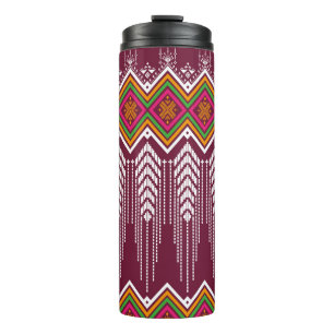 Geometric ethnic pattern traditional background, v thermal tumbler