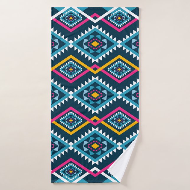 Geometric ethnic pattern traditional, vintage illu bath towel (Bath Towel)