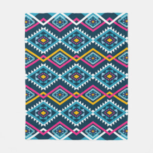 Geometric ethnic pattern traditional, vintage illu fleece blanket