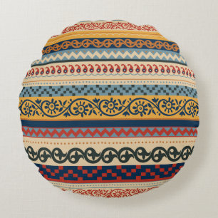 Geometric ethnic: seamless ornament background. round cushion