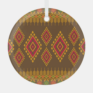 Geometric ethnic, traditional design, seamless bac glass tree decoration