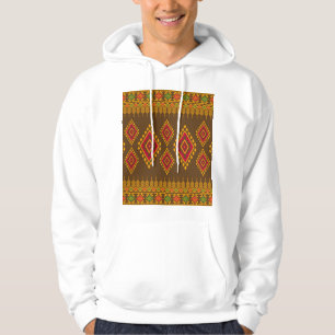 Geometric ethnic, traditional design, seamless bac hoodie