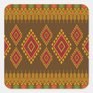 Geometric ethnic, traditional design, seamless bac square sticker