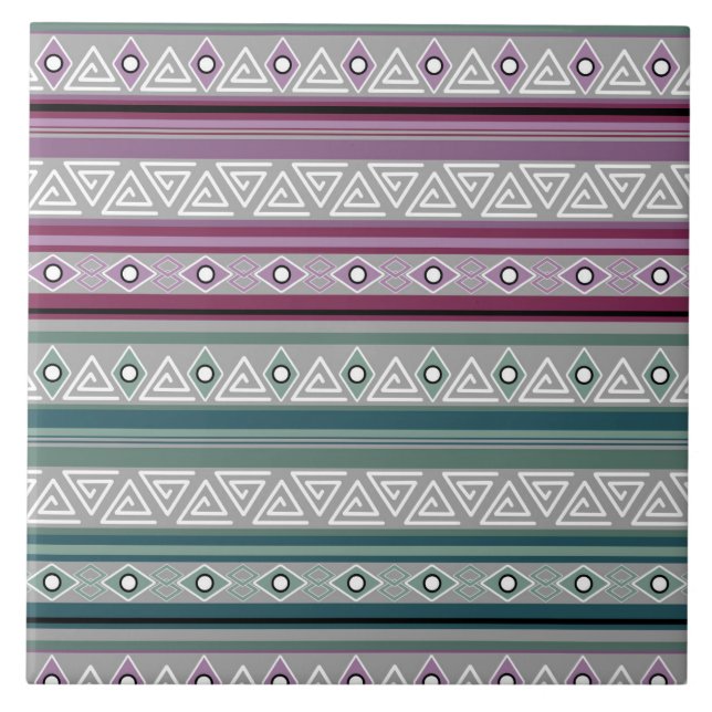 geometric ethnic tribal pattern of American Indian Ceramic Tile (Front)