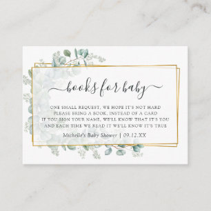 Geometric Eucalyptus Baby Shower Book Request Enclosure Card