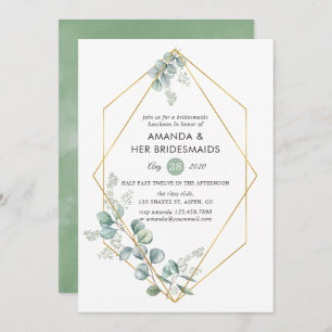 Geometric Eucalyptus Bridesmaids Luncheon Invitation