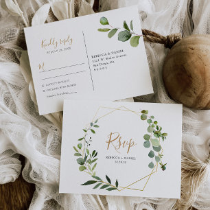 Geometric Eucalyptus Greenery Rsvp Postcard