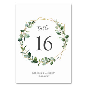 Geometric Eucalyptus Greenery Table Numbers Card