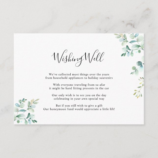 Geometric Eucalyptus Greenery Wishing Well Card (Front)